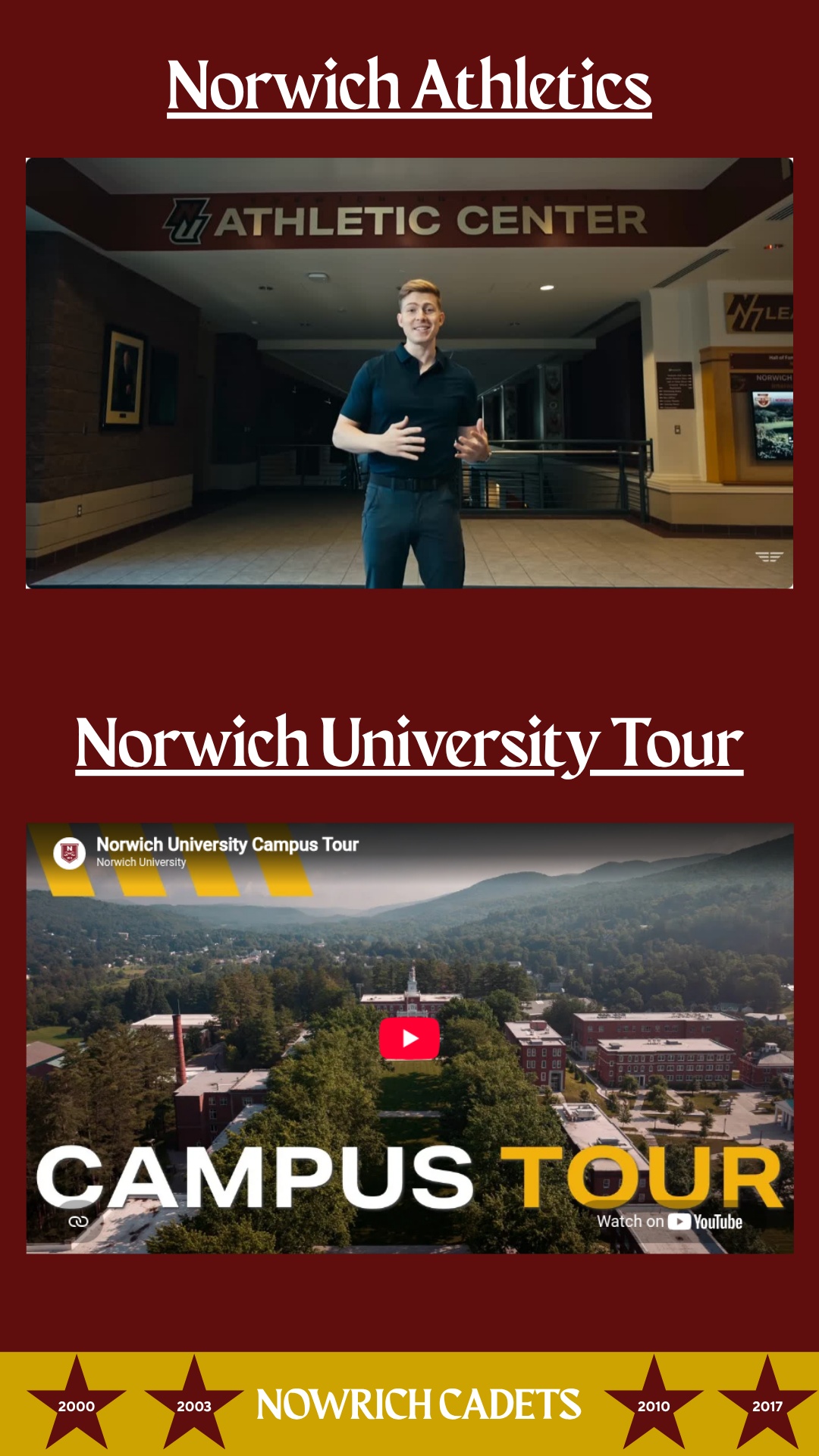 Norwich Athletics and Norwich University Tour
